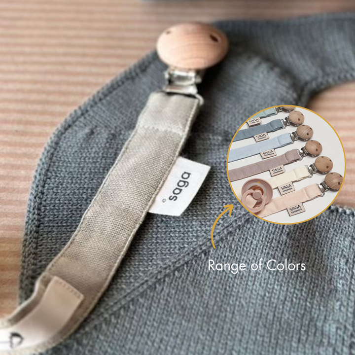 Saga Copenhagen - Pacifier Clip - Green Tea - Organic Cotton