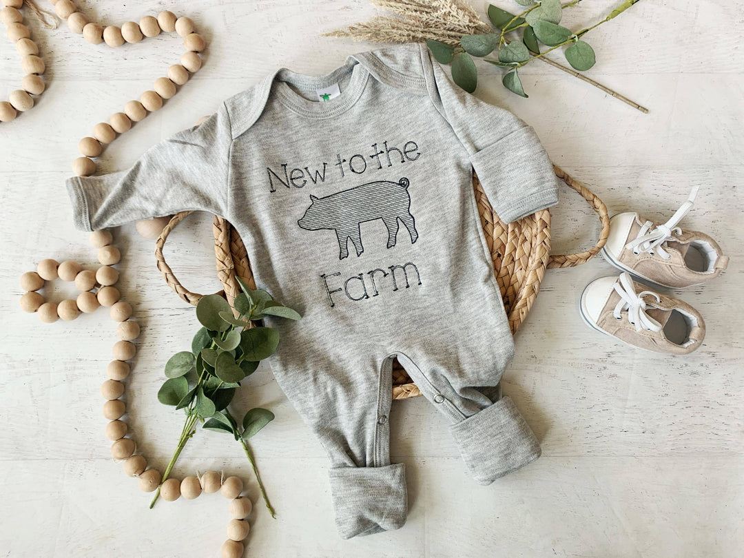 Wonderfully Made - Baby Romper | Baby Boy Outfit - New To the Farm - Animal