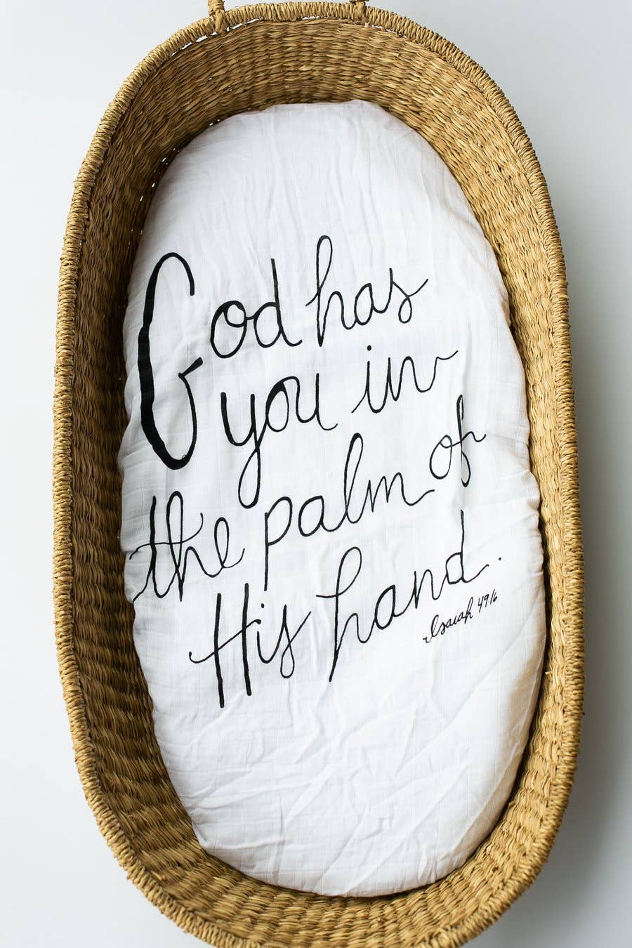 Modern Burlap - Versatile Moses Basket/Bassinet/Small Cover - Isaiah 49:16