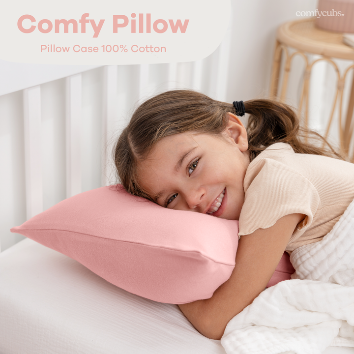 Comfy Cubs - Toddler Pillow with Soft Cotton and Muslin Cotton Pillowcase