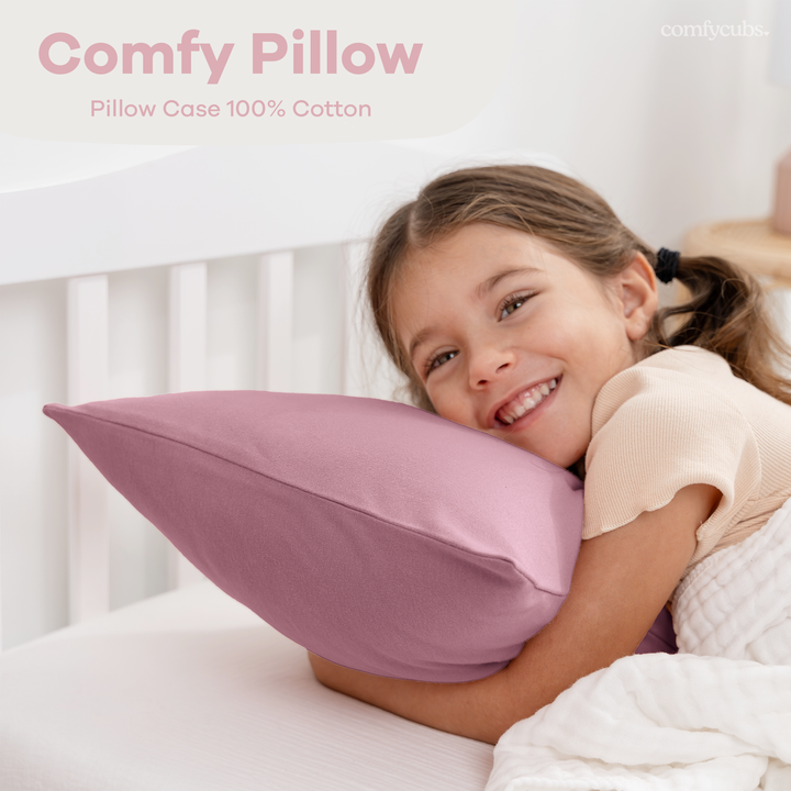 Comfy Cubs - Toddler Pillow with Soft Cotton and Muslin Cotton Pillowcase