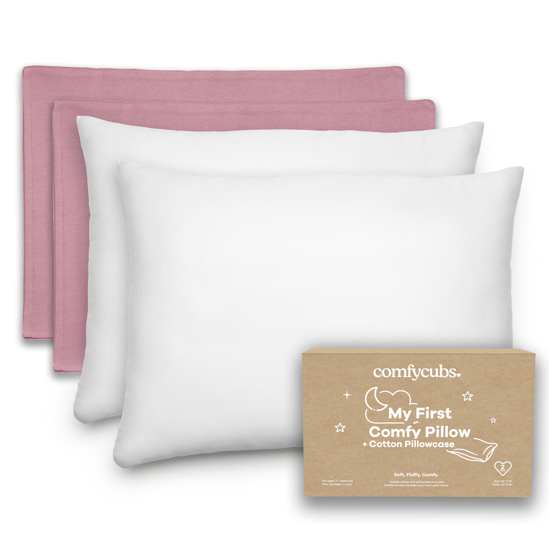 Comfy Cubs - Toddler Pillow with Soft Cotton and Muslin Cotton Pillowcase