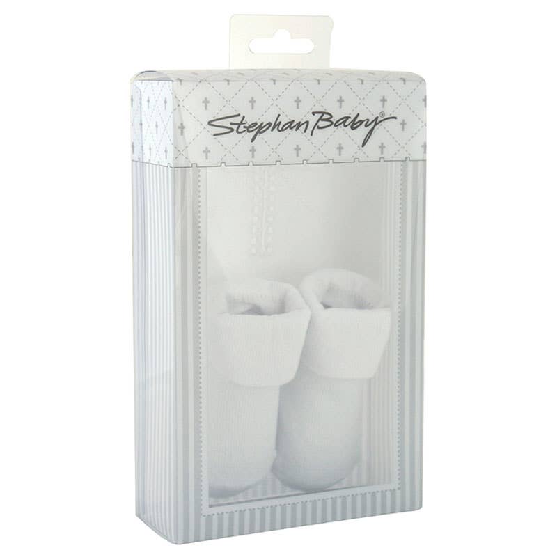 Stephan Baby by Creative Brands - Embroidered Cross Bib & Lace Sock Set, 6-12 months