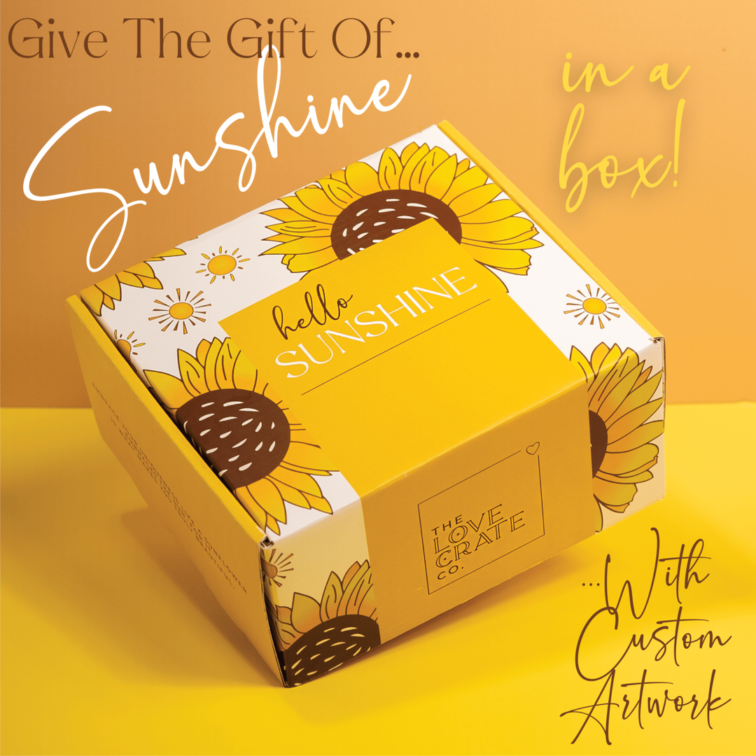 The Love Crate Co. - The Love Crate Co Sunflower Gifts for Women, 15pc Custom Gift Box for Women. Get Well Soon Gift Baskets for Women, You Are My Sunshine Gifts, Care Package For Women Thinking of You, Wellness Gifts.