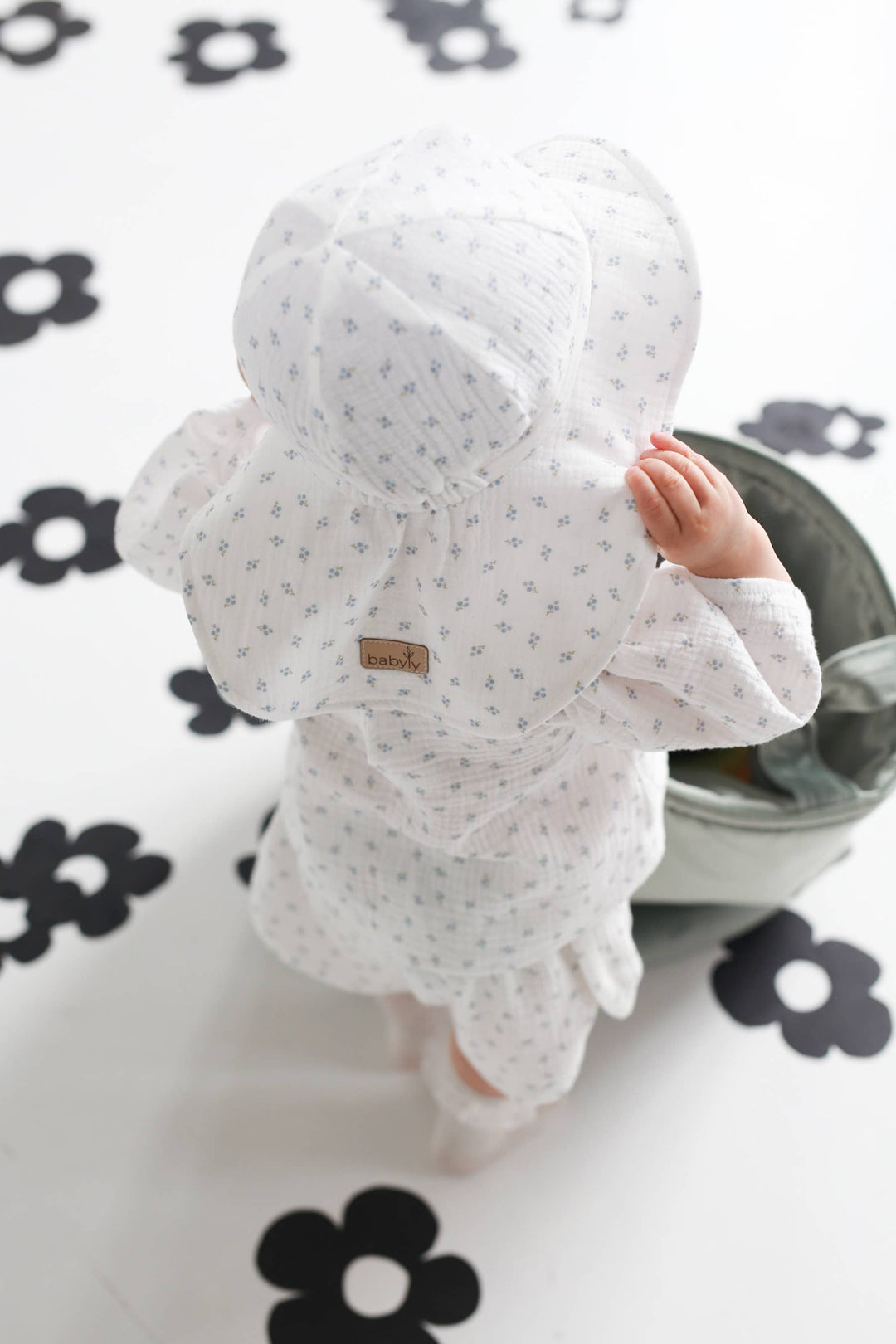 BABYLY - Muslin kids baby hat -summer sun bucket hat for kids