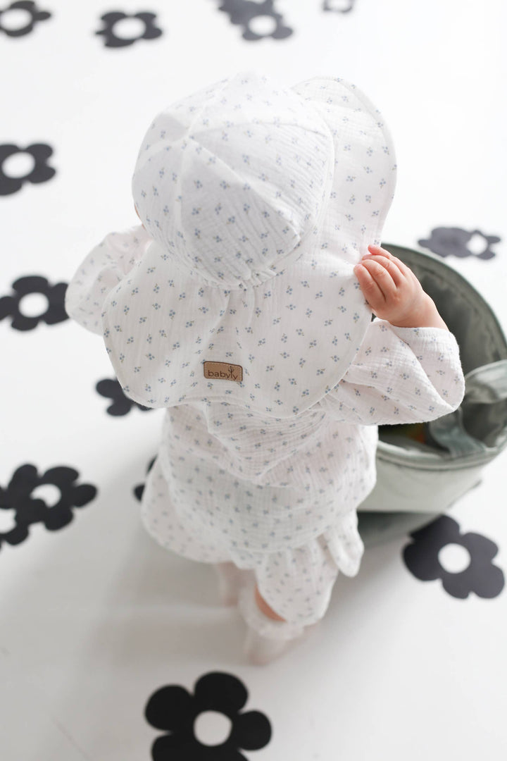BABYLY - Muslin kids baby hat -summer sun bucket hat for kids