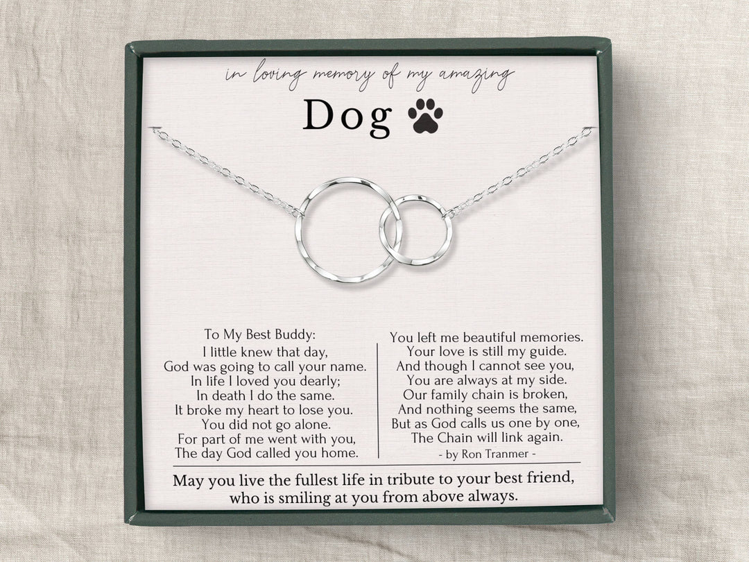 hope love shine - In Memory Of Loss Dog Remembrance Memorial Interlocking Circles Dainty Necklace