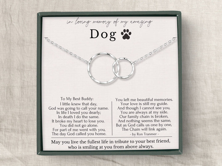 hope love shine - In Memory Of Loss Dog Remembrance Memorial Interlocking Circles Dainty Necklace