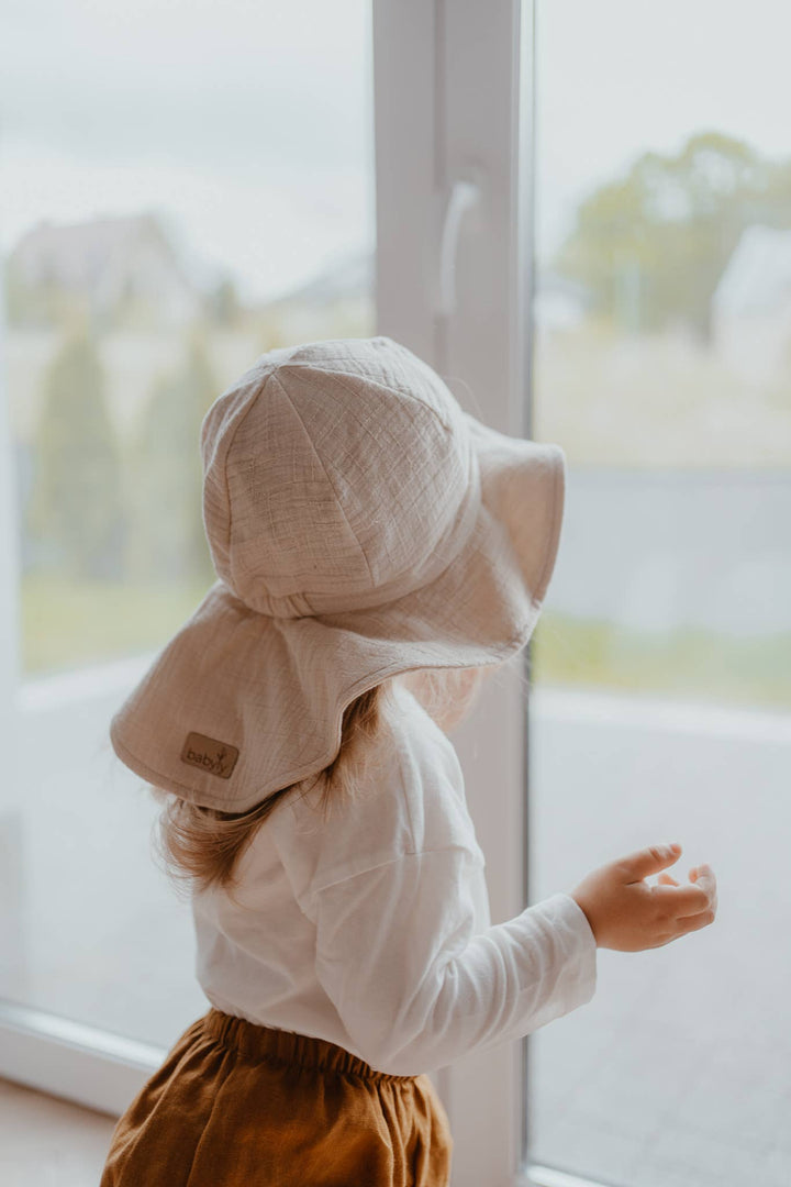 BABYLY - Muslin kids baby hat -summer sun bucket hat for kids