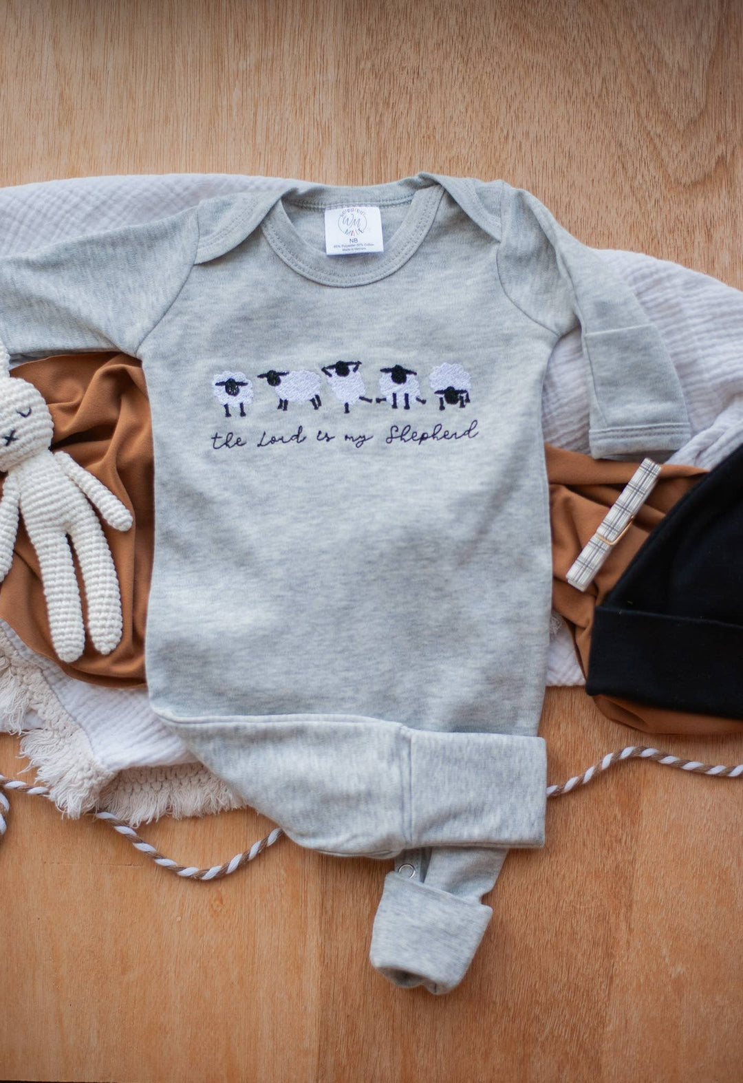 Wonderfully Made - Baby Boy Romper | The Lord Is My Shepherd - Sheep