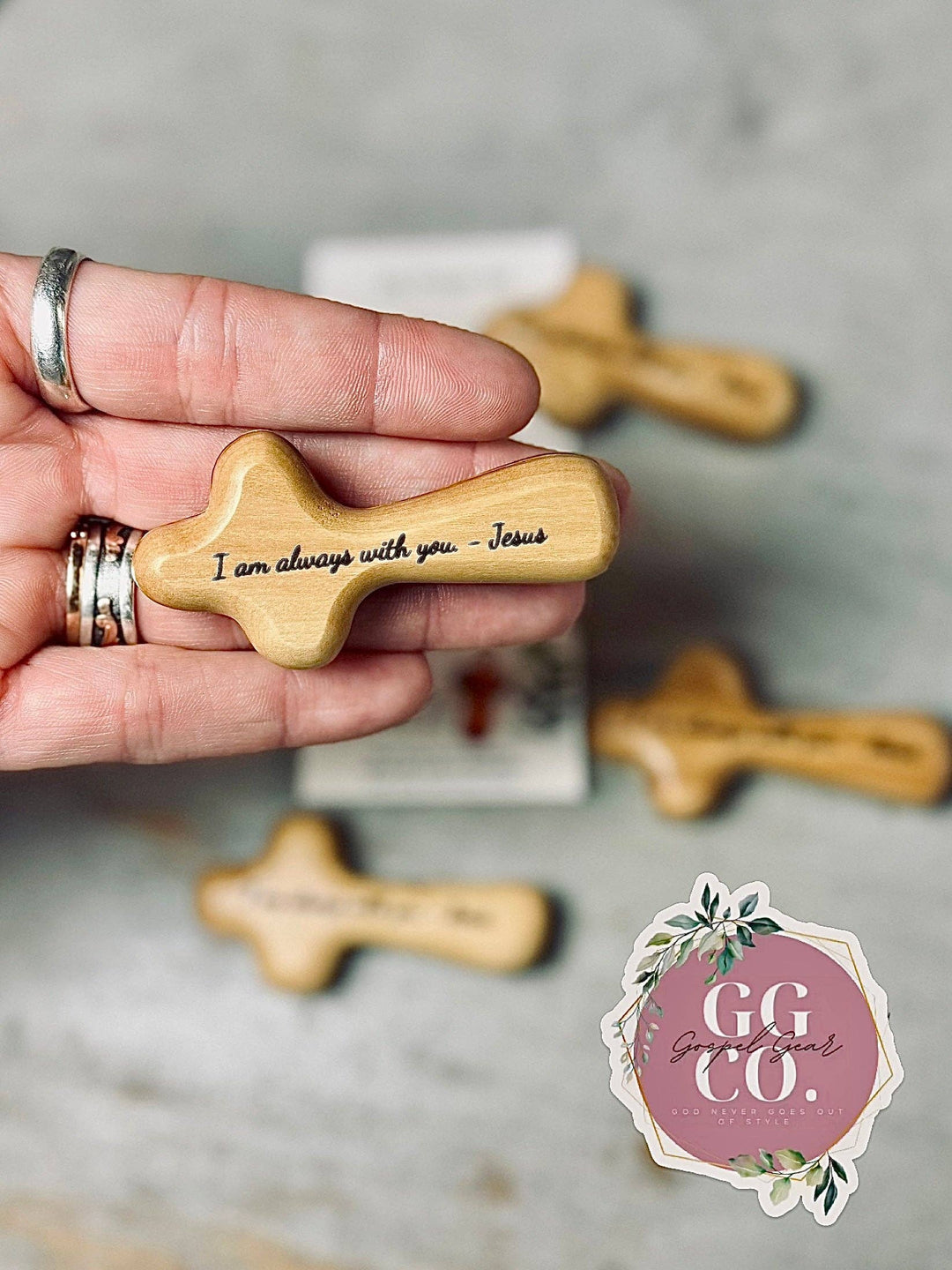 Gospel Gear Co - Engraved Olive Wood Comfort Prayer Cross