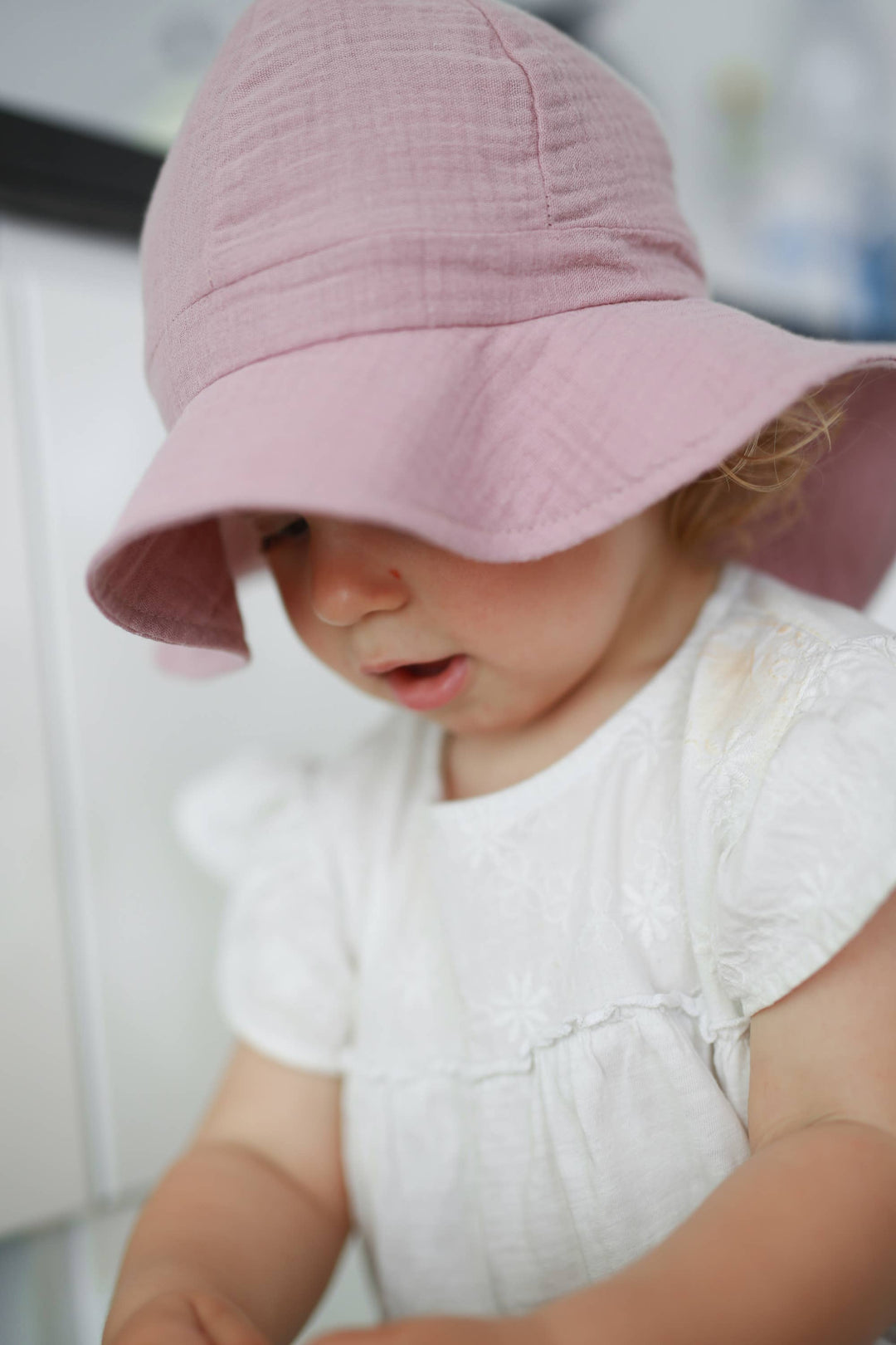 BABYLY - Muslin kids baby hat -summer sun bucket hat for kids