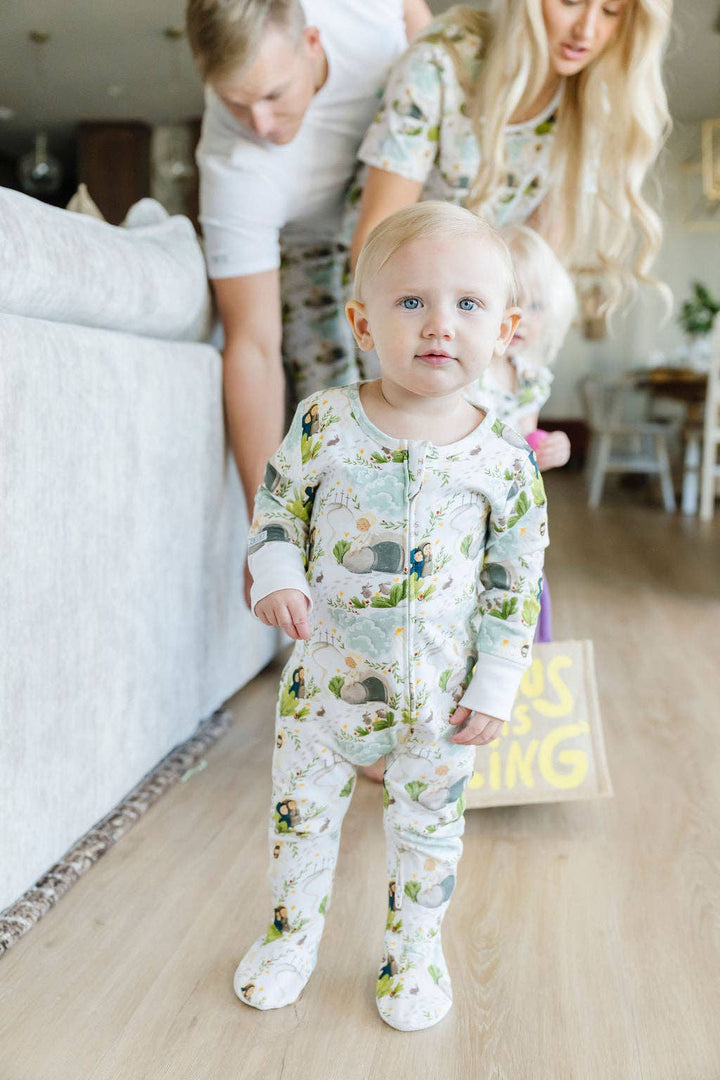 Holy Pals - He Is Risen PJ Footed Onesie Cotton