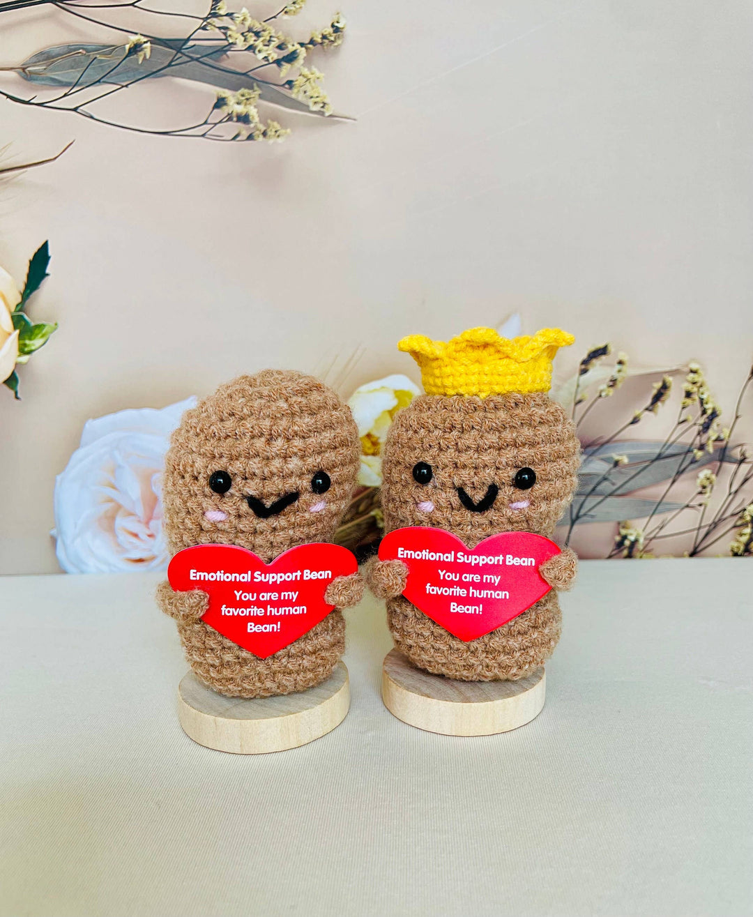 TOMOPOD LLC - Crochet Emotional Support Desk Buddy, Pickle/Coffee/Bean