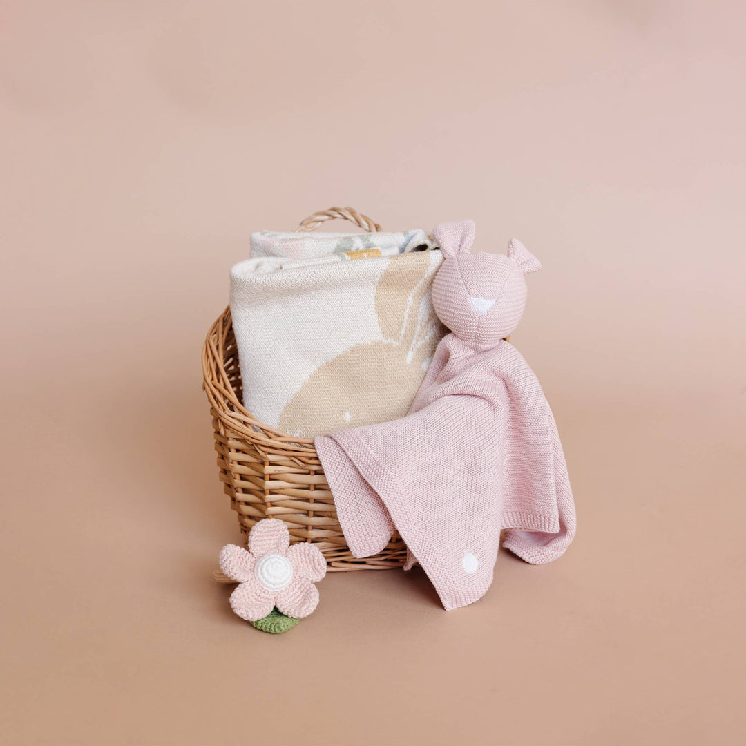 The Blueberry Hill - Bunny Lovey Pink Baby Gift Blanket Toy Spring Summer
