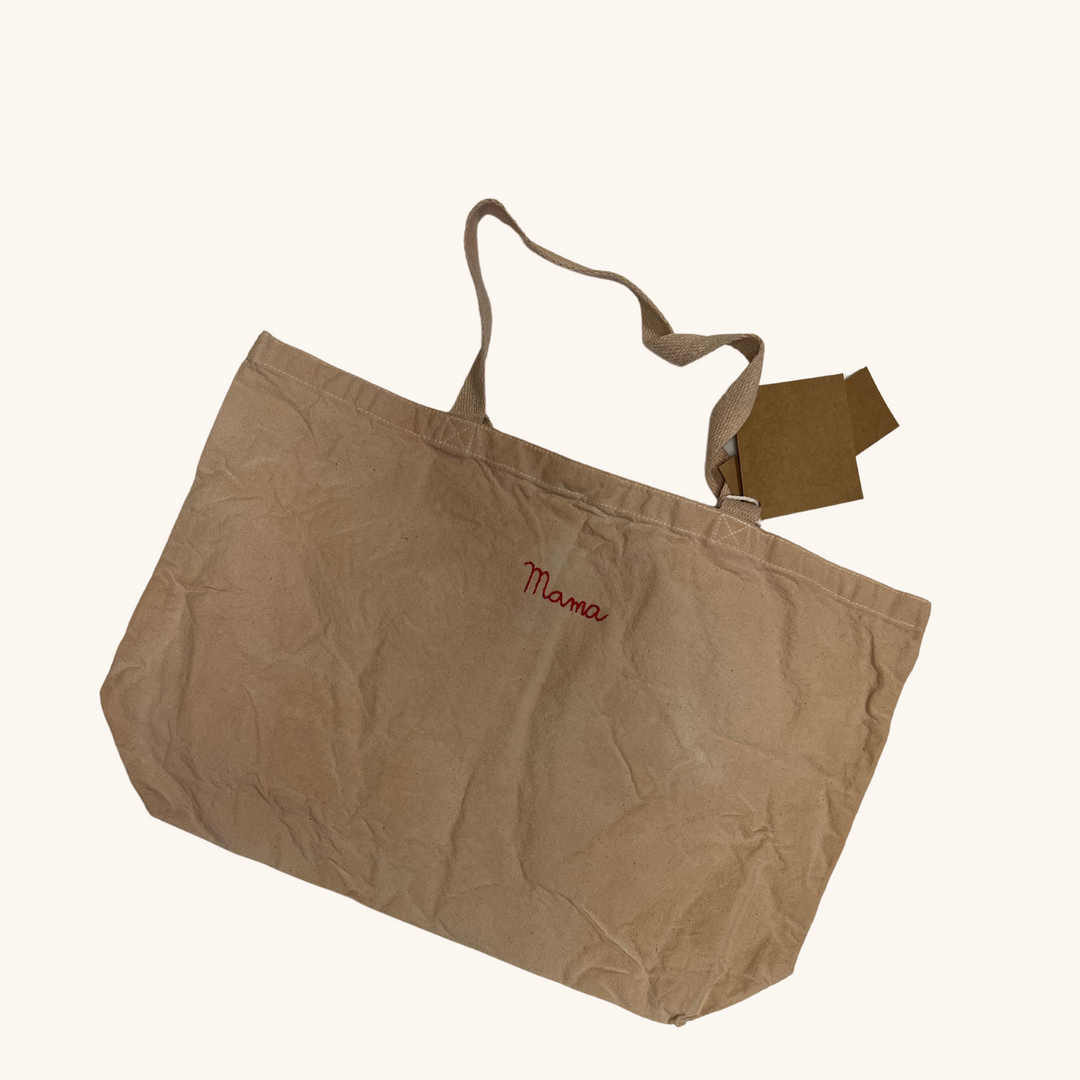 Eloise et moi - Hand embroidered Vacances cotton Tote, hand dyed tote bag  