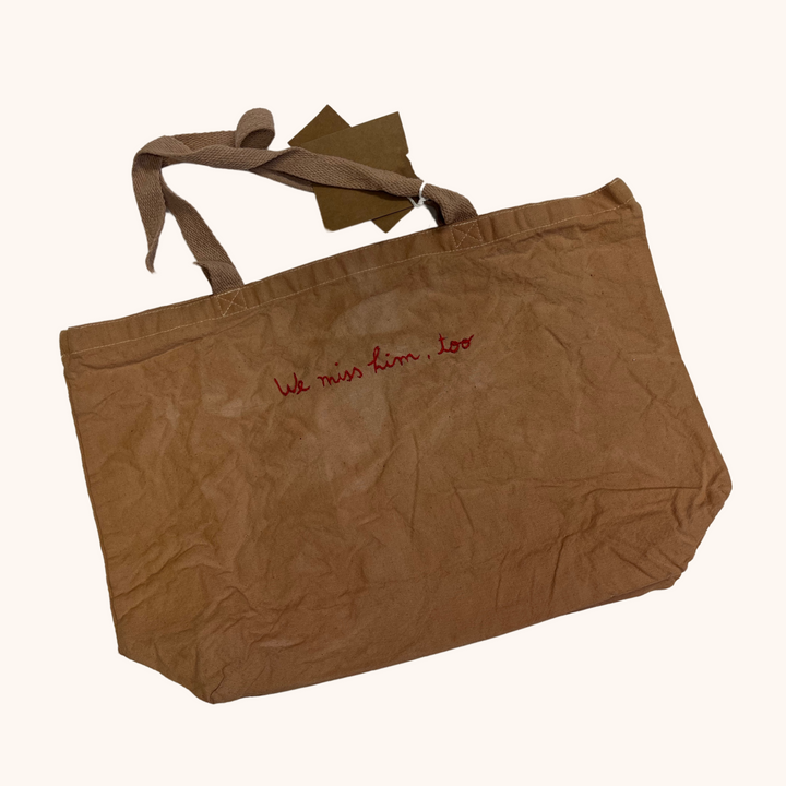 Eloise et moi - Hand embroidered Vacances cotton Tote, hand dyed tote bag  