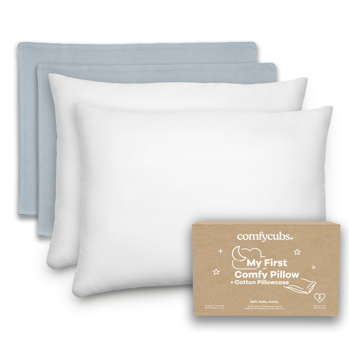 Comfy Cubs - Toddler Pillow with Soft Cotton and Muslin Cotton Pillowcase