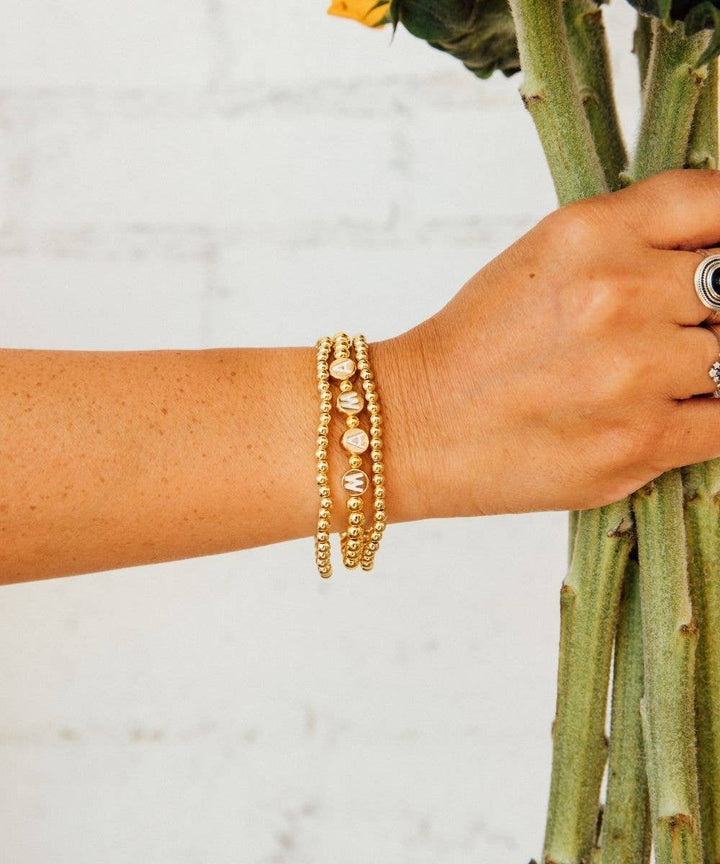 a Sunflower Motherhood - Mama Bracelet Set | 18K Gold Plated Set of 3 for Mom