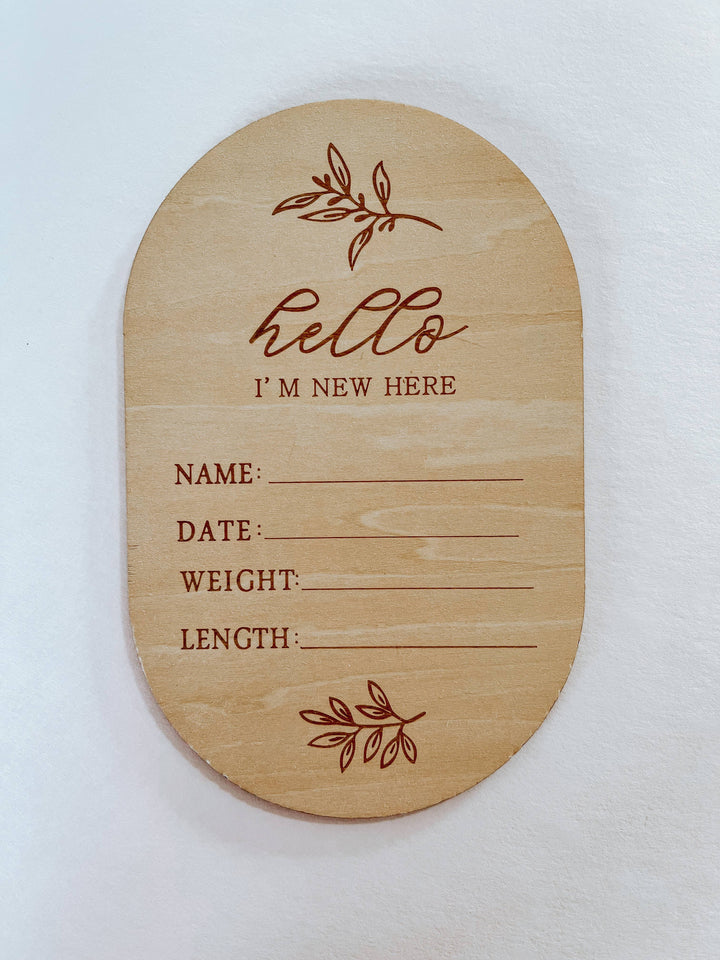 Boho + Babe - Hello I’m New Here Birth Announcement Disc