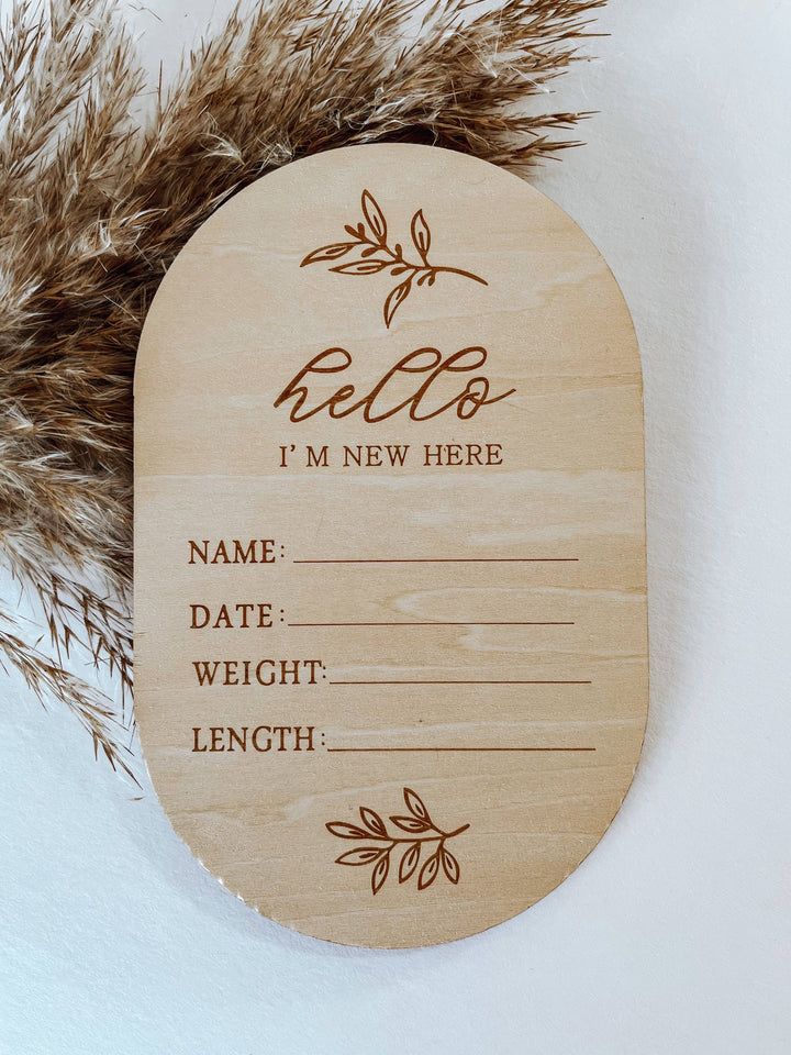 Boho + Babe - Hello I’m New Here Birth Announcement Disc