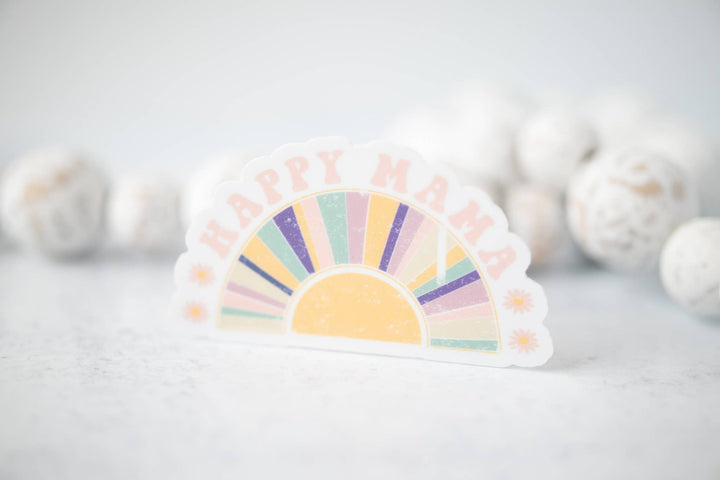 Savannah and James Co - Happy Mama Rainbow, White, Vinyl Sticker, 3x3 in.