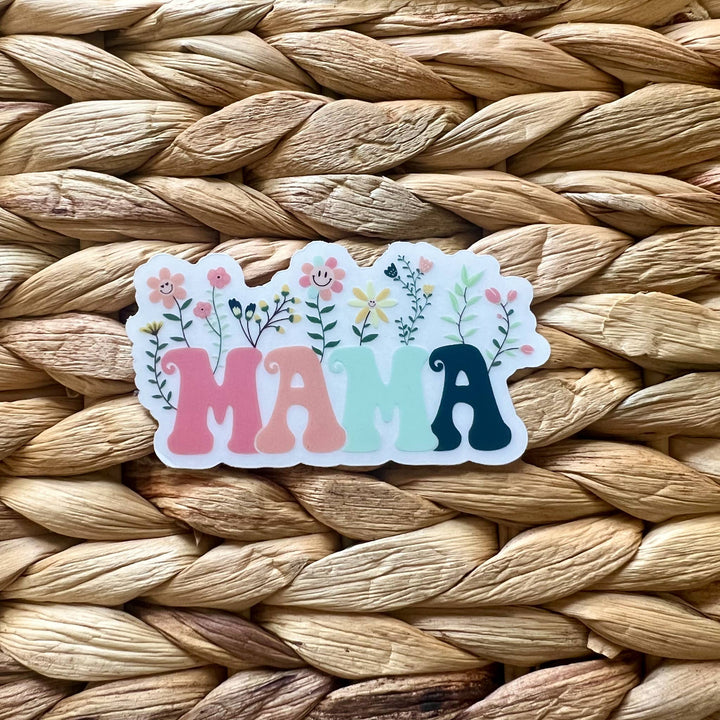 Savannah and James Co - Mama Spring Floral, Clear Vinyl , Sticker, 3 in.