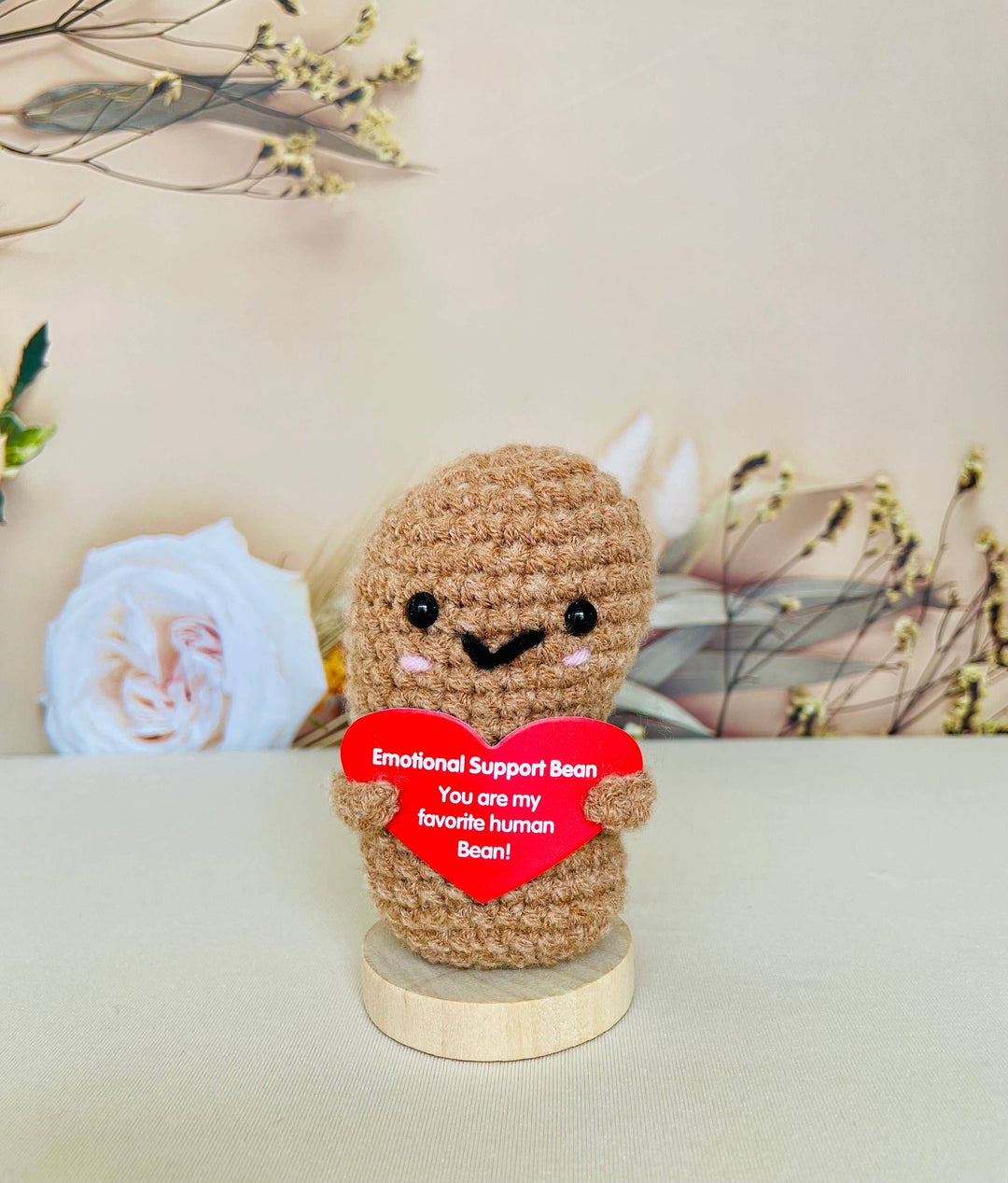 TOMOPOD LLC - Crochet Emotional Support Desk Buddy, Pickle/Coffee/Bean