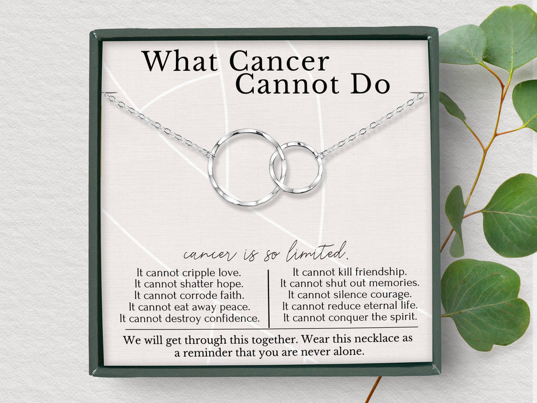 hope love shine - 2 Rings Dainty Interlocking Necklace Cancer Survivor Gift