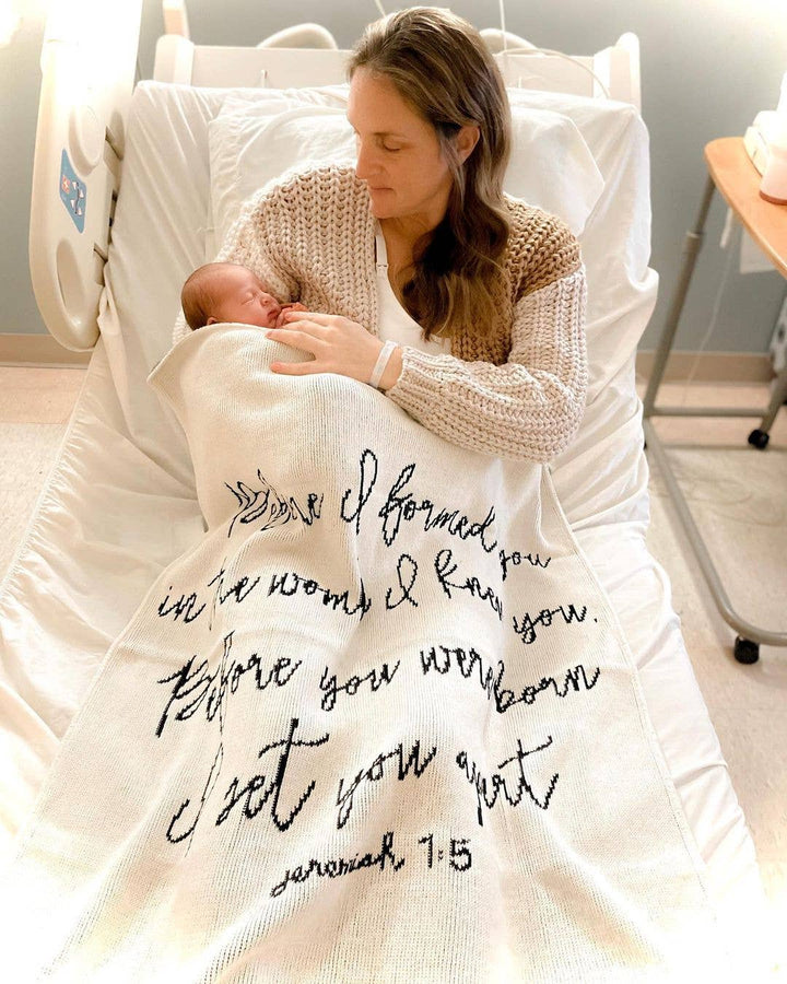 Modern Burlap - Made in the USA | Jeremiah 1:5 Throw Blanket  | Black