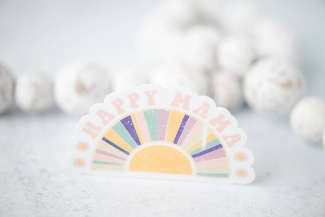 Savannah and James Co - Happy Mama Rainbow, White, Vinyl Sticker, 3x3 in.
