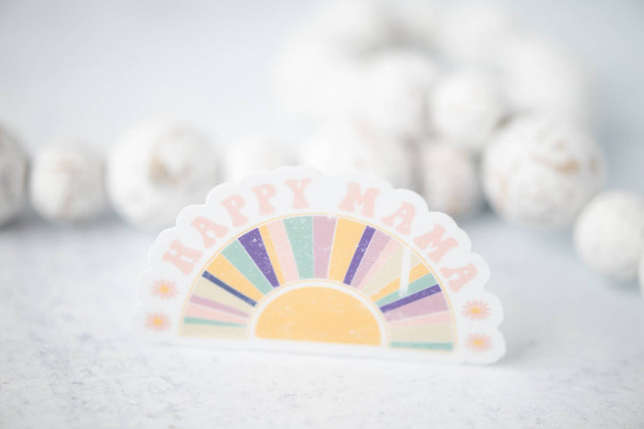 Savannah and James Co - Happy Mama Rainbow, White, Vinyl Sticker, 3x3 in.