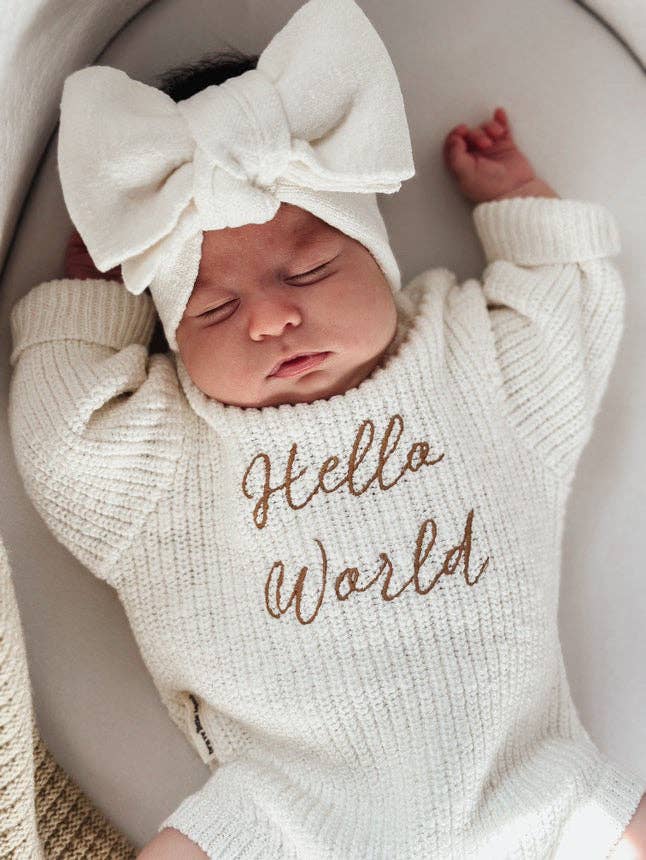 Brave Little Lamb the Label - Knit Bow Headband | Textured Cloud