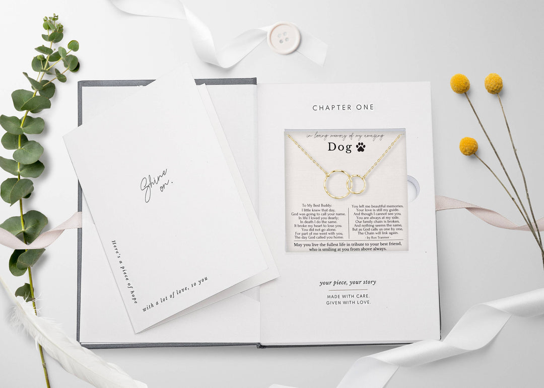 hope love shine - In Memory Of Loss Dog Remembrance Memorial Interlocking Circles Dainty Necklace