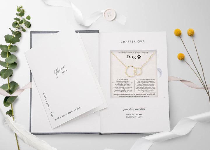 hope love shine - In Memory Of Loss Dog Remembrance Memorial Interlocking Circles Dainty Necklace