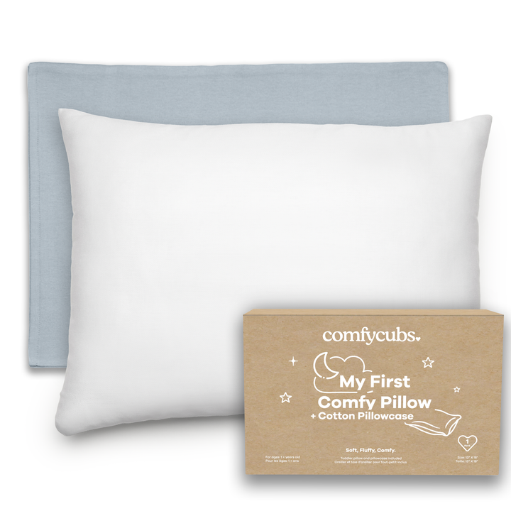 Comfy Cubs - Toddler Pillow with Soft Cotton and Muslin Cotton Pillowcase