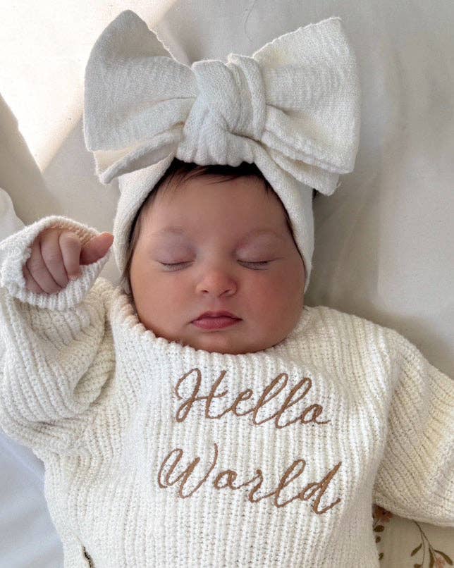 Brave Little Lamb the Label - Knit Bow Headband | Textured Cloud