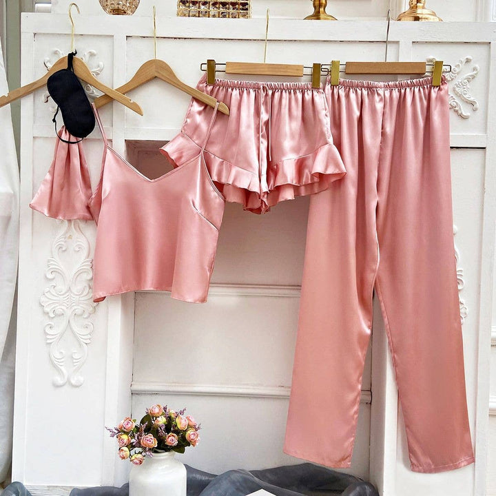 madeinclothinginc - 5pcs Satin Pajama Set with Sleep Mask and Bags