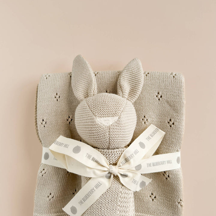 The Blueberry Hill - Pique Blanket Bunny Lovey Birch Baby Gift Organic Cotton