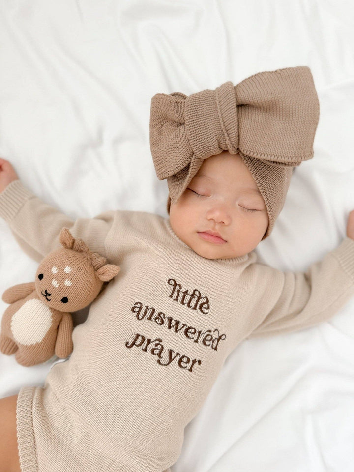 Brave Little Lamb the Label - Little Answered Prayer Romper | Stone