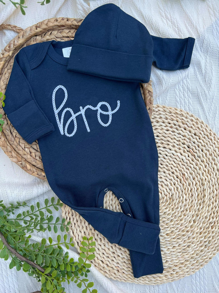 Wonderfully Made - Baby Boy Outift | Navy Blue Romper Bro