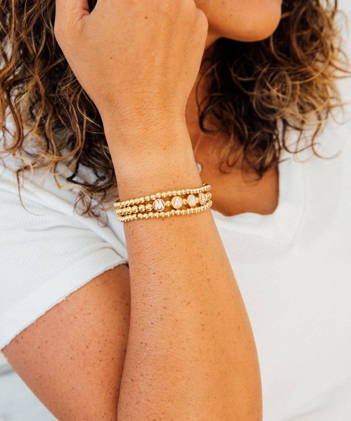 a Sunflower Motherhood - Mama Bracelet Set | 18K Gold Plated Set of 3 for Mom