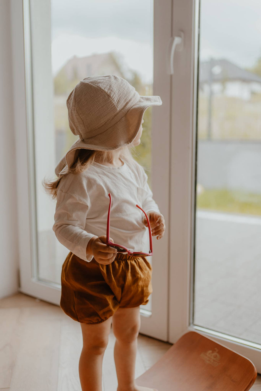 BABYLY - Muslin kids baby hat -summer sun bucket hat for kids