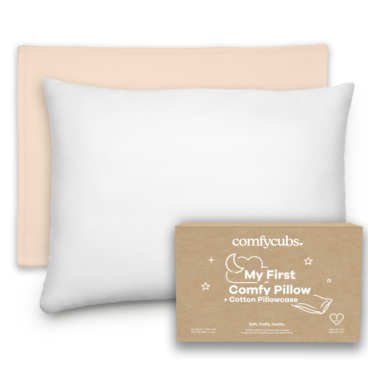 Comfy Cubs - Toddler Pillow with Soft Cotton and Muslin Cotton Pillowcase