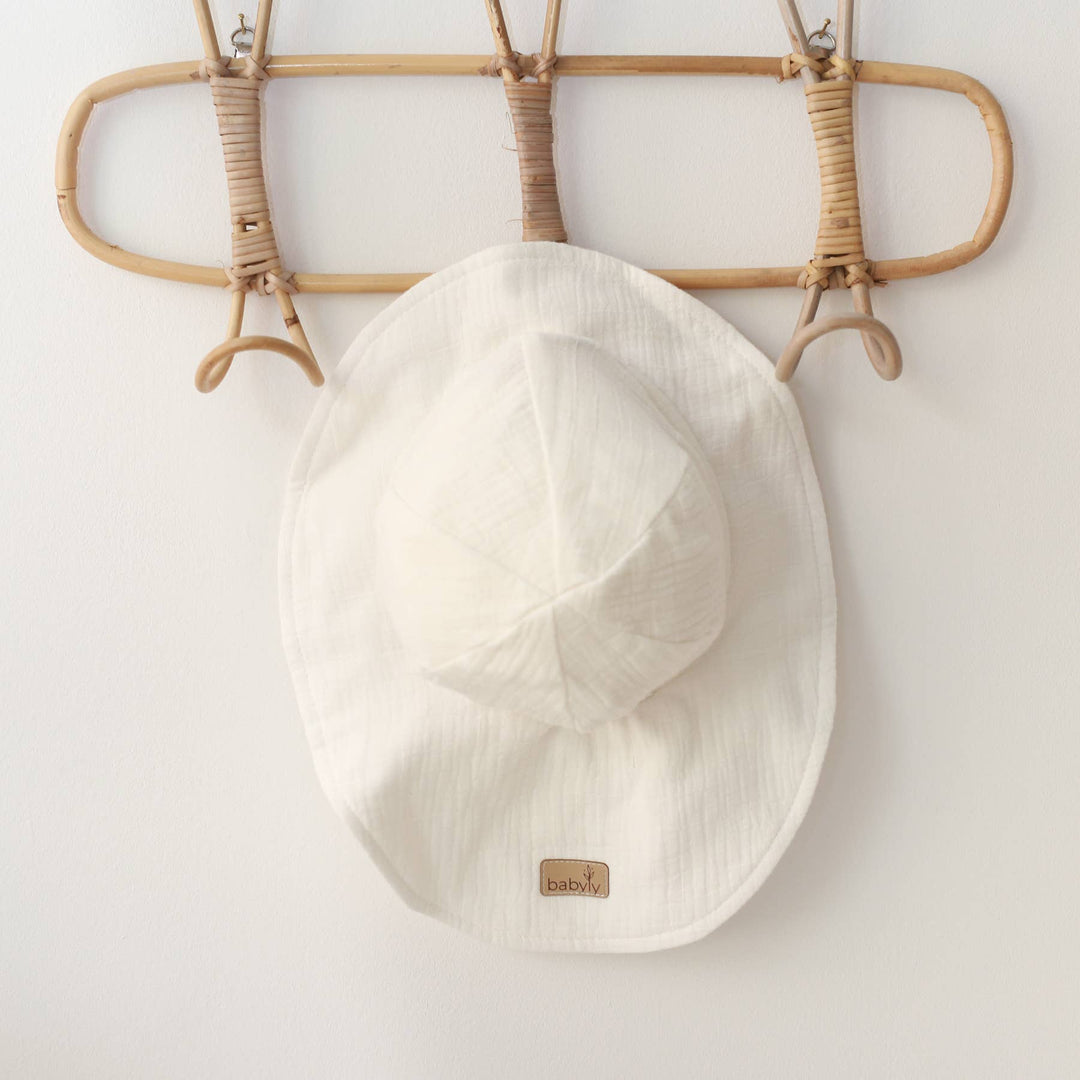 BABYLY - Muslin kids baby hat -summer sun bucket hat for kids