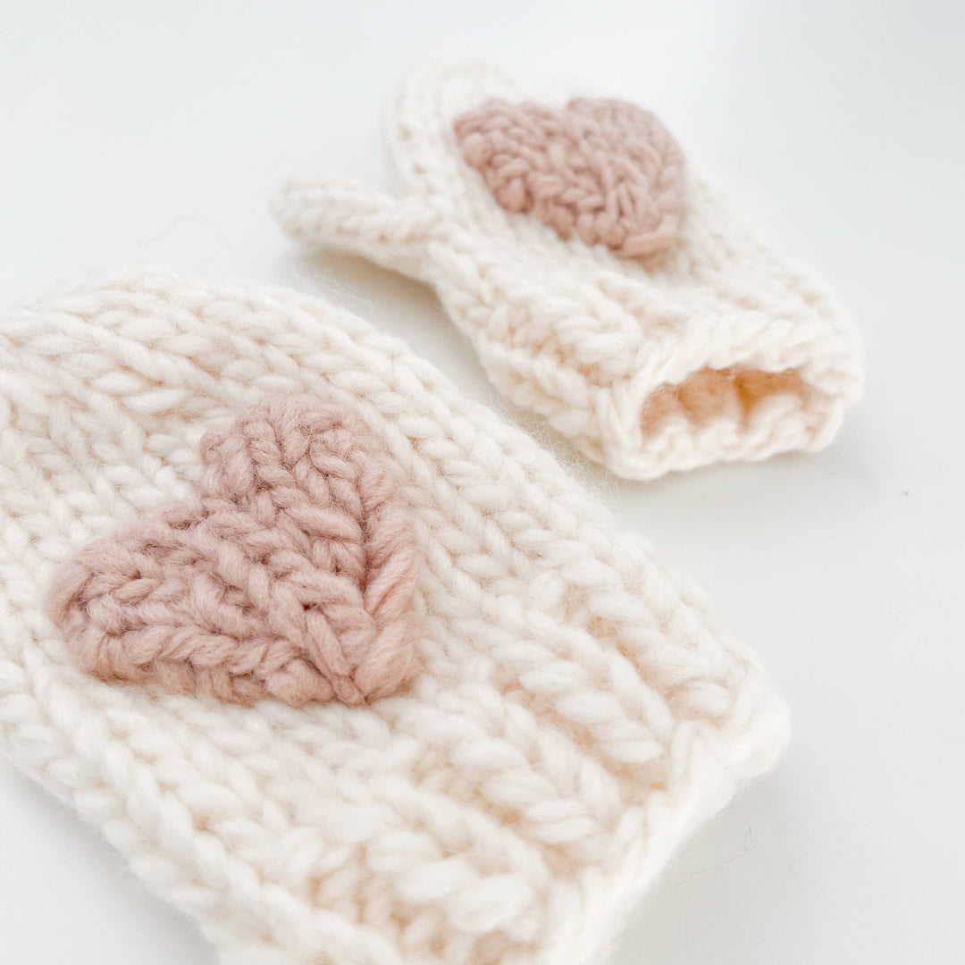 The Blueberry Hill - Heart Mittens, Blush | Baby & Kid Valentine's