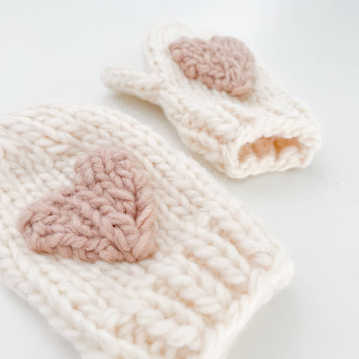 The Blueberry Hill - Heart Mittens, Blush | Baby & Kid Valentine's
