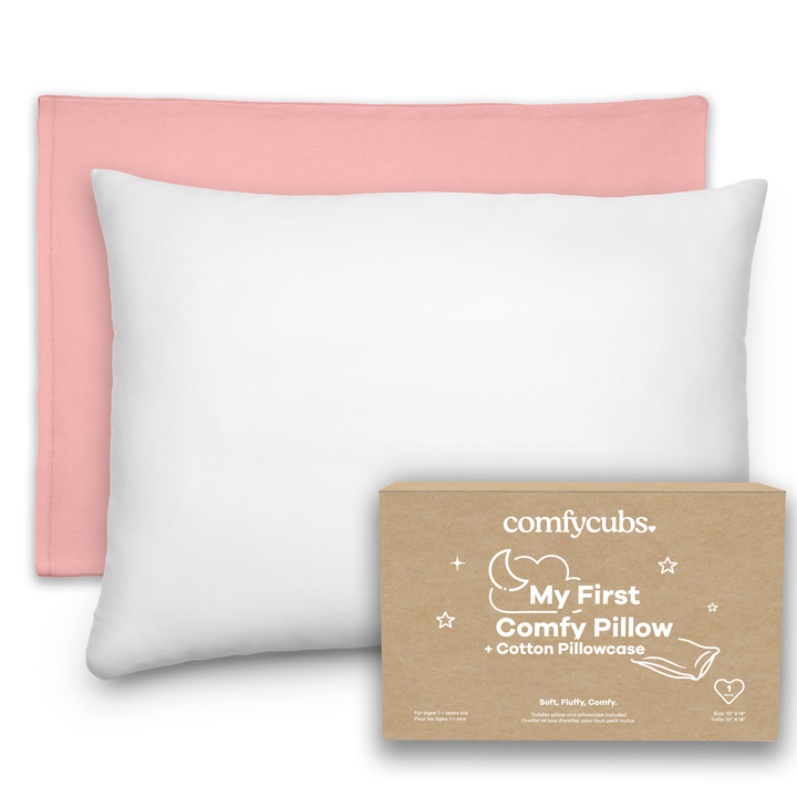 Comfy Cubs - Toddler Pillow with Soft Cotton and Muslin Cotton Pillowcase