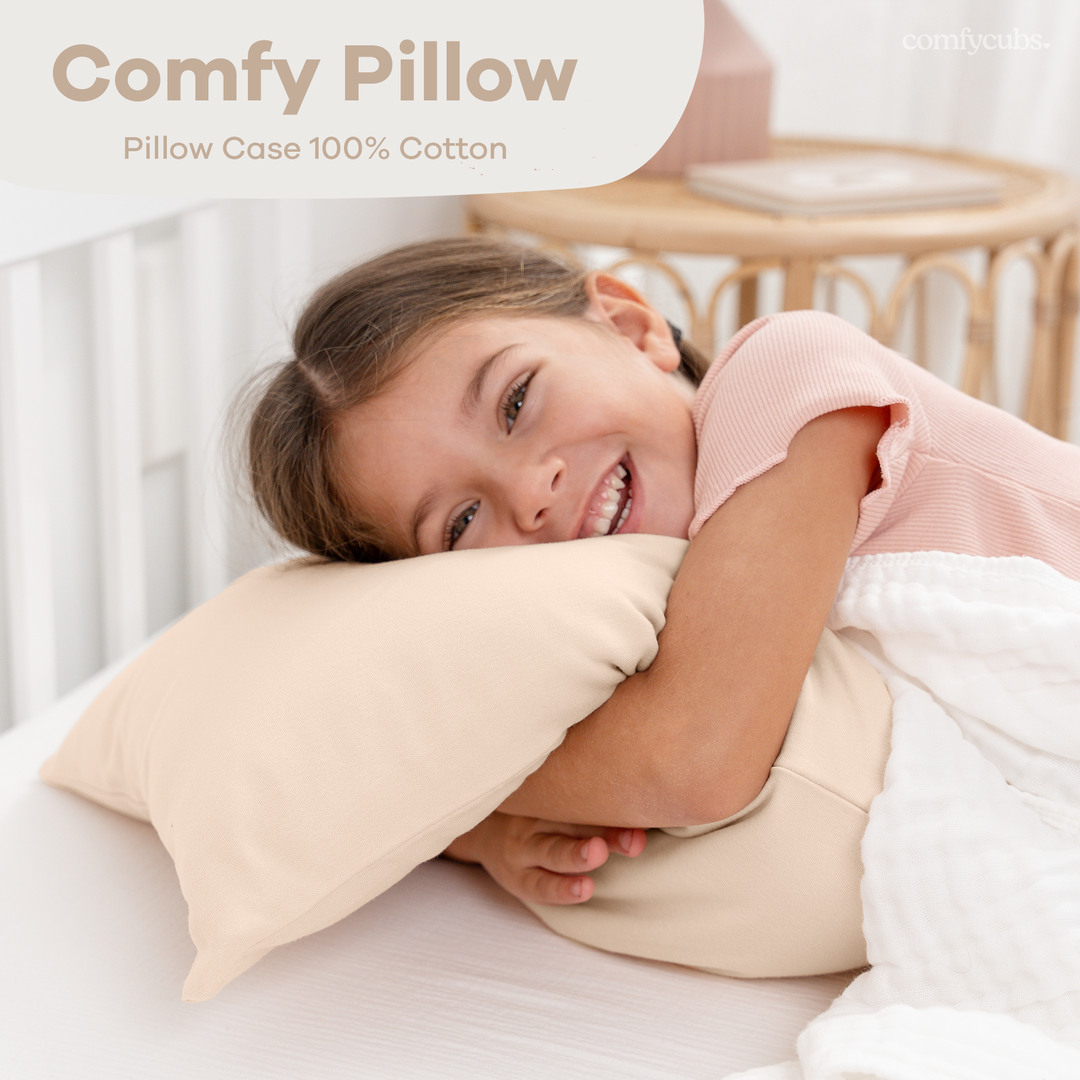 Comfy Cubs - Toddler Pillow with Soft Cotton and Muslin Cotton Pillowcase