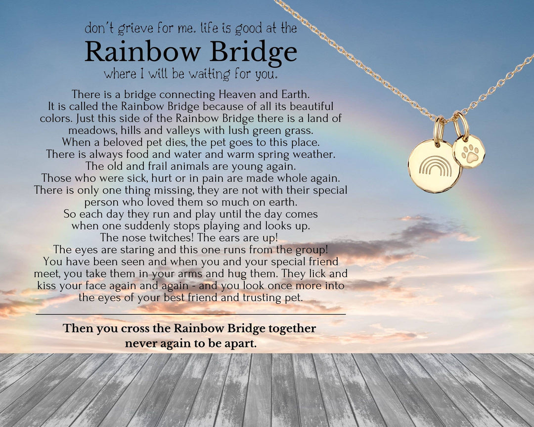 hope love shine - Pet Memorial Rainbow Bridge Sympathy Necklace w/ Blank Card